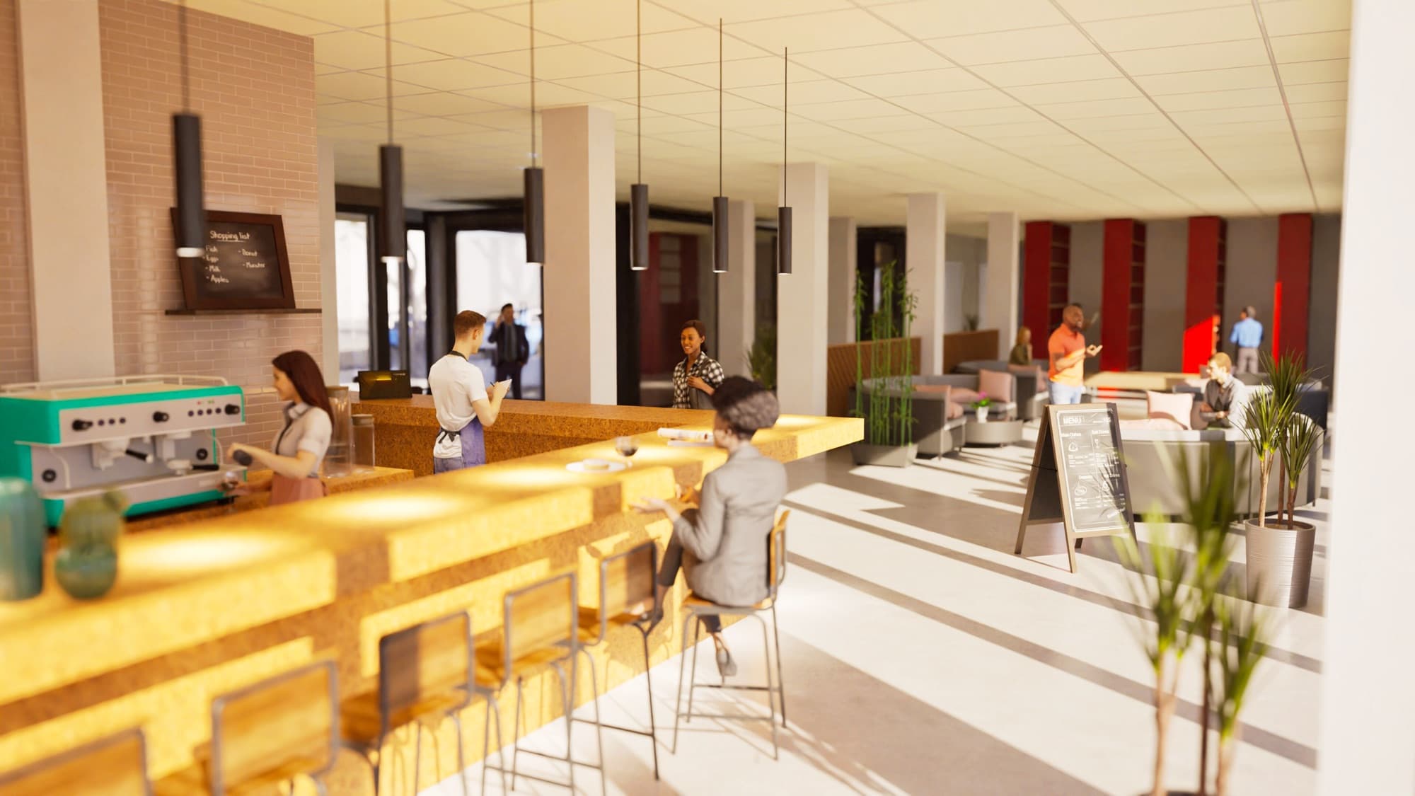 Impressie van het café en de ontmoetingsruimte