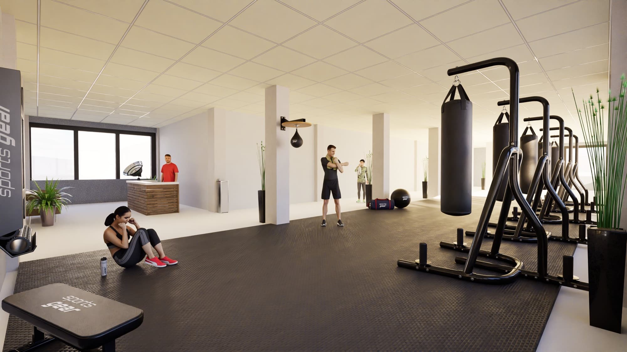 Impressie van een sportruimte in Social Bricks